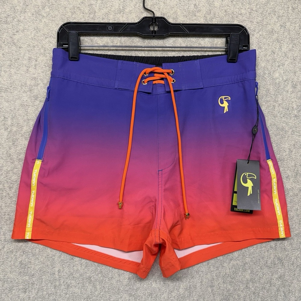 Tucann Board Shorts Swim Trunks Gradient Purple Pink Orange NWT Size M